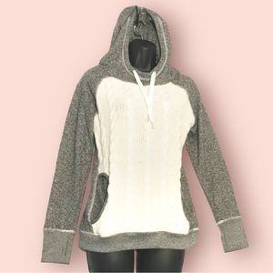 3/$10 Studio Sweater S Hooded Cable Knit Front